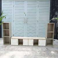 Thanh lý kệ tivi gỗ công nghiệp kèm 2 tủ kệ trưng bày mới 90%