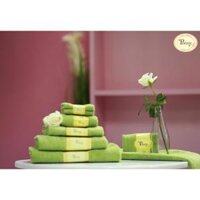 Thanh lý khăn mặt 100 chính hãng Poemy Màu xanh oliver khăn bị phai màu - 20x21