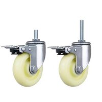 thanh lý lazang 14 Nylon trắng 3 inch 4 inch 5 inch vít cần M10/12/16 kéo dài 60mm chịu lực đôi bánh xe phanh đa năng định hướng chịu mài mòn mâm ô tô đẹp mâm 14 inch 4 lỗ Mâm xe