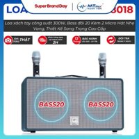 Thanh Lý Loa Xách Tay Temeisheng TMS8018 - Loa Karaoke Công Suất Lớn 2 Bass 20 Âm Trầm Chắc Ấm Kèm 2 Micro Hát Nhẹ Vang