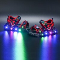 (thanh lý lỗi đèn ) sandal bé trai dép rọ lưới bảo vệ chân siêu nhân người nhận có đèn led đỏ xanh QCCC full hộp C825