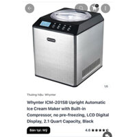 Thanh lý máy làm kem gelato Whynter để bàn, 2,1L