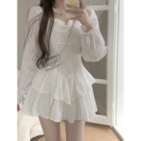 [thanh lý/ pass] Đầm váy xếp tầng bánh bèo cổ vuông, trễ vai