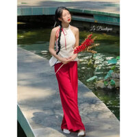 [Thanh lý Tết] Set áo gấm cổ yếm và quần lụa La Boutique