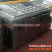 Thanh lý tủ mát bàn iinox có khay Salad, Toppings chế biến