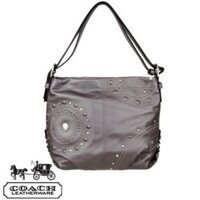 Thanh lý túi xách nữ Coach, Grey Leather Hobo Bag