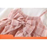 [thanh lý] Váy liền giả yếm - chân váy xoè đính nơ siêu yêu cho bé gái adc