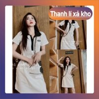 (THANH LÝ XẢ KHO) Đầm Polo Nữ Chữ Thêu ,  Cộc Tay Cổ Bẻ Chất Nỉ Tàu Q030.