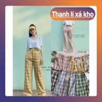 (THANH LÝ XẢ KHO) Quần Culottes Nữ Kẻ Caro , Quần Suông Nữ Cạp Cao Ống Rộng Dáng Dài Nhiều Màu C008