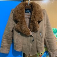 (thanh lý)Áo dạ lộn cổ lông thỏ thật nữ use