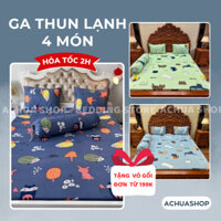 🔥THANH LÝ🔥Ga Giường Thun Lạnh Bộ Ga Trải Giường Ga Nệm Cho Bé Nệm Thun Lạnh Mát Hàn Quốc ACHUASHOP