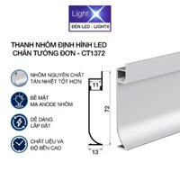 Thanh Nhôm Định Hình Đèn Led Chân Tường Đơn CT1372, Thanh Nhôm Đèn Led LightX