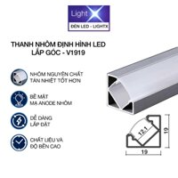 Thanh Nhôm Định Hình Đèn Led V1919 Lắp Góc LightX Dùng Cho Led Dán nội Thất