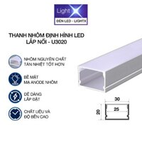 Thanh Nhôm Định Hình Led, Thanh Đèn Led LightX U3020 Lắp Nổi