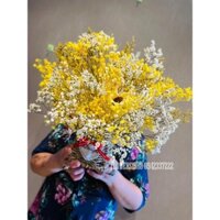 [Thành phẩm ]GIỎ HOA MÂY KẾT HỢP HOA BABY KHÔ