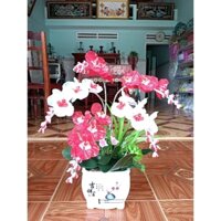 Thành phẩm làm sẵn chậu hoa lan pha lê 5cành