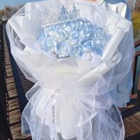 Thành phẩm Thành phẩm Crushed Ice Blue Rose Bó hoa Xà phòng Hoa Quà tặng sinh nhật cho bé gái Bạn gái Ngày lễ tình nhân Bạn gái Quà tặng sinh nhật cho thiệp chúc mừng ánh sáng vương miện / 0005