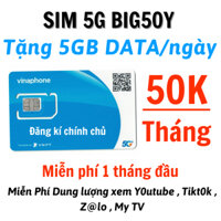 Thánh Sim Data 5G Vinaphone BIG50Y  Miễn Phí Data Vào Mạng Không Giới Hạn Phí CHỉ 50K/THÁNG - Tặng Tháng Đầu