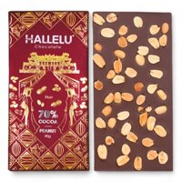 Thanh socola đen 70% + Đậu phộng (80g)