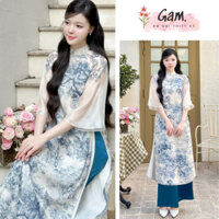 Thanh Tâm, áo dài hot trend 2024, áo dài xanh trắng trẻ trung tươi tắn - Áo Dài Gam