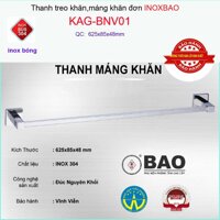 Thanh treo khăn Inox Bảo KAG-BNV01, giá treo khăn Inox 304 đế vuông inox đúc cao cấp