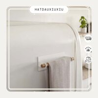 Thanh treo khăn màu trắng phối gỗ HATDAUXIUXIU, thanh treo khăn phong cách Hàn Quốc không cần khoan, đóng đinh