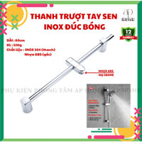 Thanh trượt gác sen INOX 304 bóng 60cm kẹp sen gật gù phù hợp với mọi loại tay sen