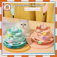 tháp banh 3 tầng kèm lông vũ dành cho mèo - T3 PETS SHOP