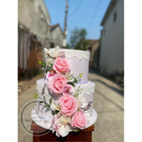 Tháp bánh kem mô hình 2 tầng dùng cho đám cưới