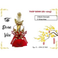 Tháp bánh + nước thần tài mini. Trưng tết, thần tài