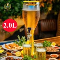 Tháp Bia 2 lít HC298 Có Vòi Đựng Trà Sữa Nước Ngọt Beer Tươi Lõi Đá giữ lạnh Đèn led Décor quán nhậu