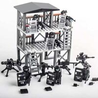 Tháp canh gác quân sự Lego mới chống khủng bố đặc biệt con búp bê cảnh sát đặc nhiệm căn cứ lắp ráp khối xây dựng đồ chơi cho bé trai