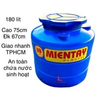 Tháp chứa nước, bồn nhựa chứa nước dung tích 180l, nhựa LLDPE nguyên sinh, an toàn chứa nước sinh hoạt