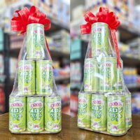 Tháp quà 12 lon Soda kem vị dưa lưới Sangaria 190mL nội địa Nhật