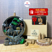Tháp trầm hương tiểu cảnh tròn size đại thác khói thưởng đốt trầm nụ tạo khói chảy ngược nghệ thuật