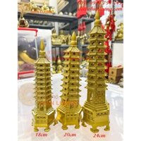 Tháp văn xương 9 tầng bằng đồng vàng phong thủy 3 cỡ (1 cái)