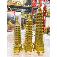 Tháp văn xương 9 tầng bằng đồng vàng phong thủy 3 cỡ: Cao 18cm, 20cm, 24cm