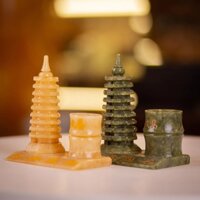 Tháp Văn Xương 9 tầng - Đá Ngọc Hoàng Long, Đá Serpentine Kèm Ống Bút - Kích cỡ 15cm&18cm