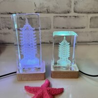 Tháp Văn Xương 9 tầng thủy tinh pha lê đèn led chuyển màu - T0325