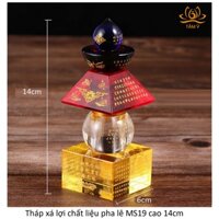 Tháp xá lợi cao 14cm Bảo Khiếp Ấn Đà-la-ni chất liệu pha lê MS19 Kinh Nhất Thiết Như Lai Tâm Bí Mật Toàn Thân Xá Lợi