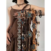 Thắt lưng bướm bohemian nghệ thuật vintage mới cho phụ nữ, phụ kiện trang trí cho váy, dây thắt lưng cao cấp đa năng và thanh lịch