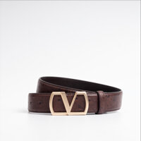 Thắt lưng da bò khóa bấm chữ V LADODI