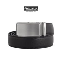 Thắt lưng da bò may viền mặt thắt lưng vuông bạc khóa tự động FTTleather mã V05