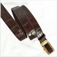 Thắt lưng da cá sấu hoa cà may viền nối 4cm màu nâu A3173