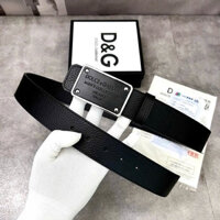 Thắt lưng da nam DG dây da Pu trơn sần mặt kim loại khung chữ nhật khắc chữ viền bạc vàng boy phố TL40P