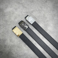 Thắt lưng da nam Đôn Chề dây trơn may viền mặt đúc hình chữ nhật khắc chữ phủ bóng TL42P