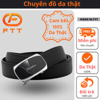 Thắt lưng da nam FTT Leather dây da bò thật mặt oval cạnh thẳng tự động thông minh cao cấp