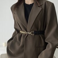 Thắt lưng da nữ phối khóa dây xích hợp kim phong cách Hàn Quốc