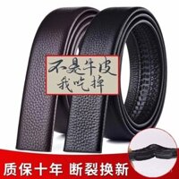 Thắt lưng da thật cho nam, kiểu mới không có khóa, khóa tự động, khóa chốt, lớp đầu, da lychee cao cấp thời trang