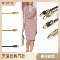 Thắt lưng da thật mỏng cho phụ nữ, thắt lưng da heo vintage đơn giản với khóa pin trang trí cho quần, đầm lông, áo len